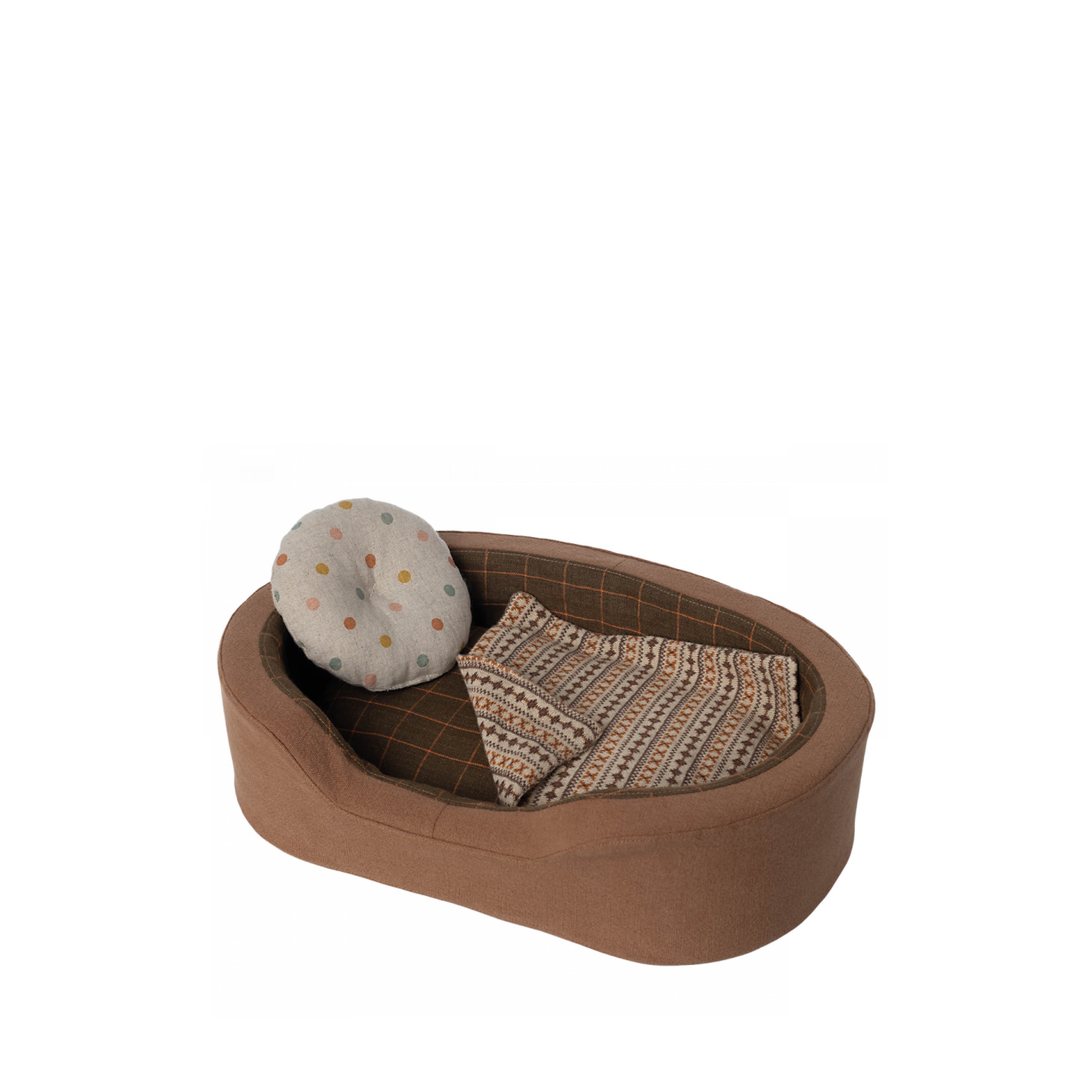 Plush Puppy Basket in brown