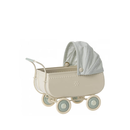 Mice and rabbits, baby carriage in blue