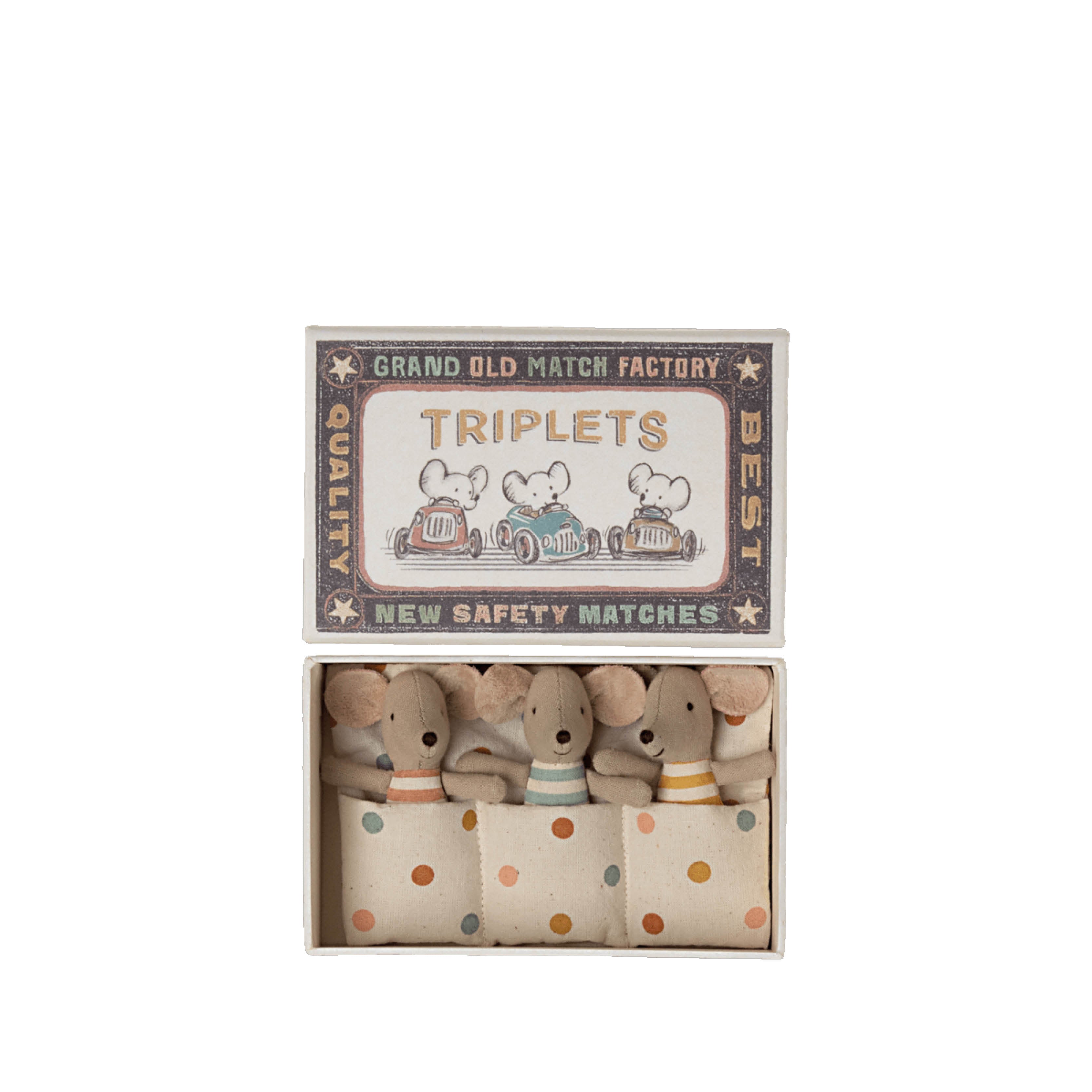 Baby Mäuse Drillinge in Steichholzschachtel Matchbox von Maileg Mäuse im Kinderladen kinder und konsorten Düsseldorf Germany Deutschland