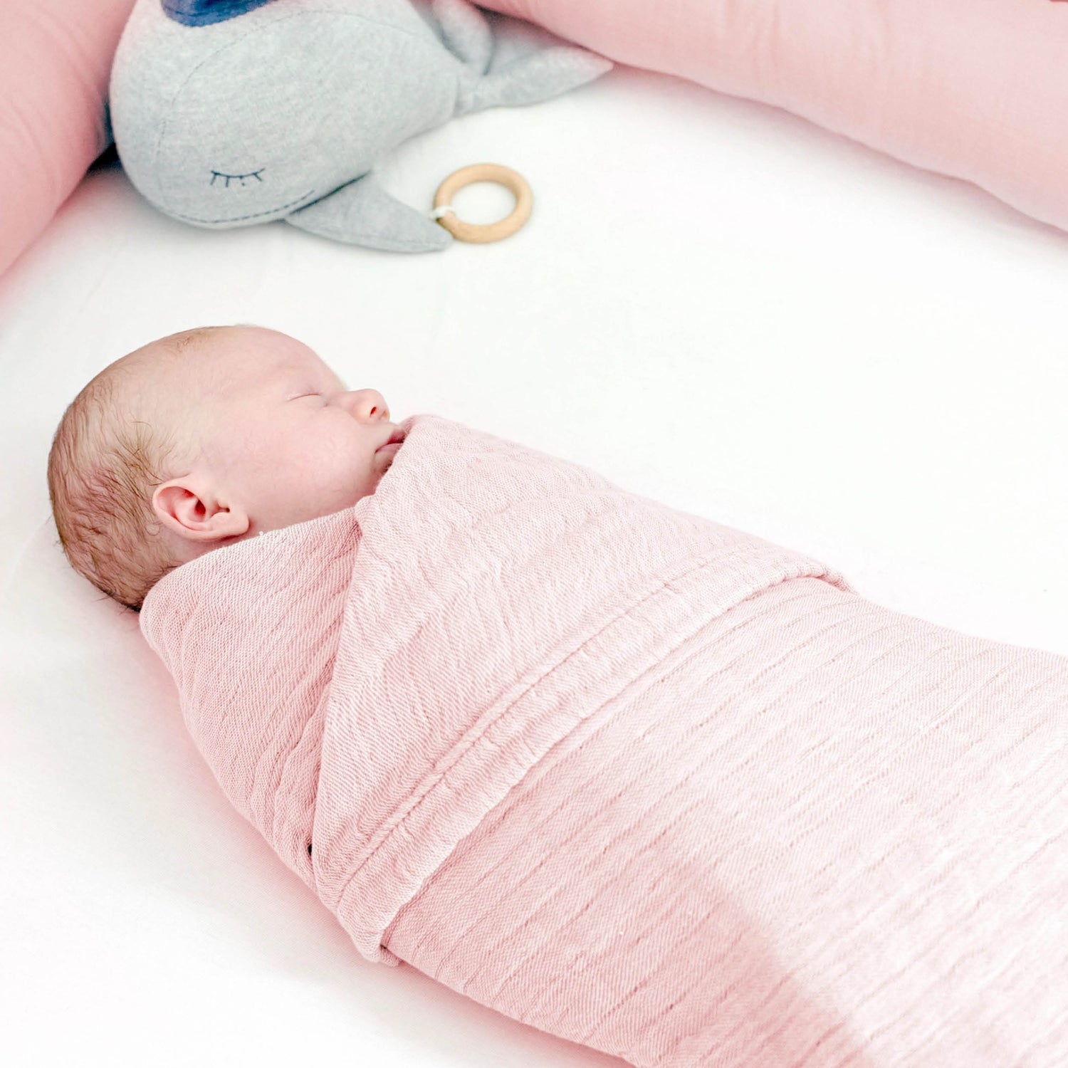 Musselin Babydecke in rosa