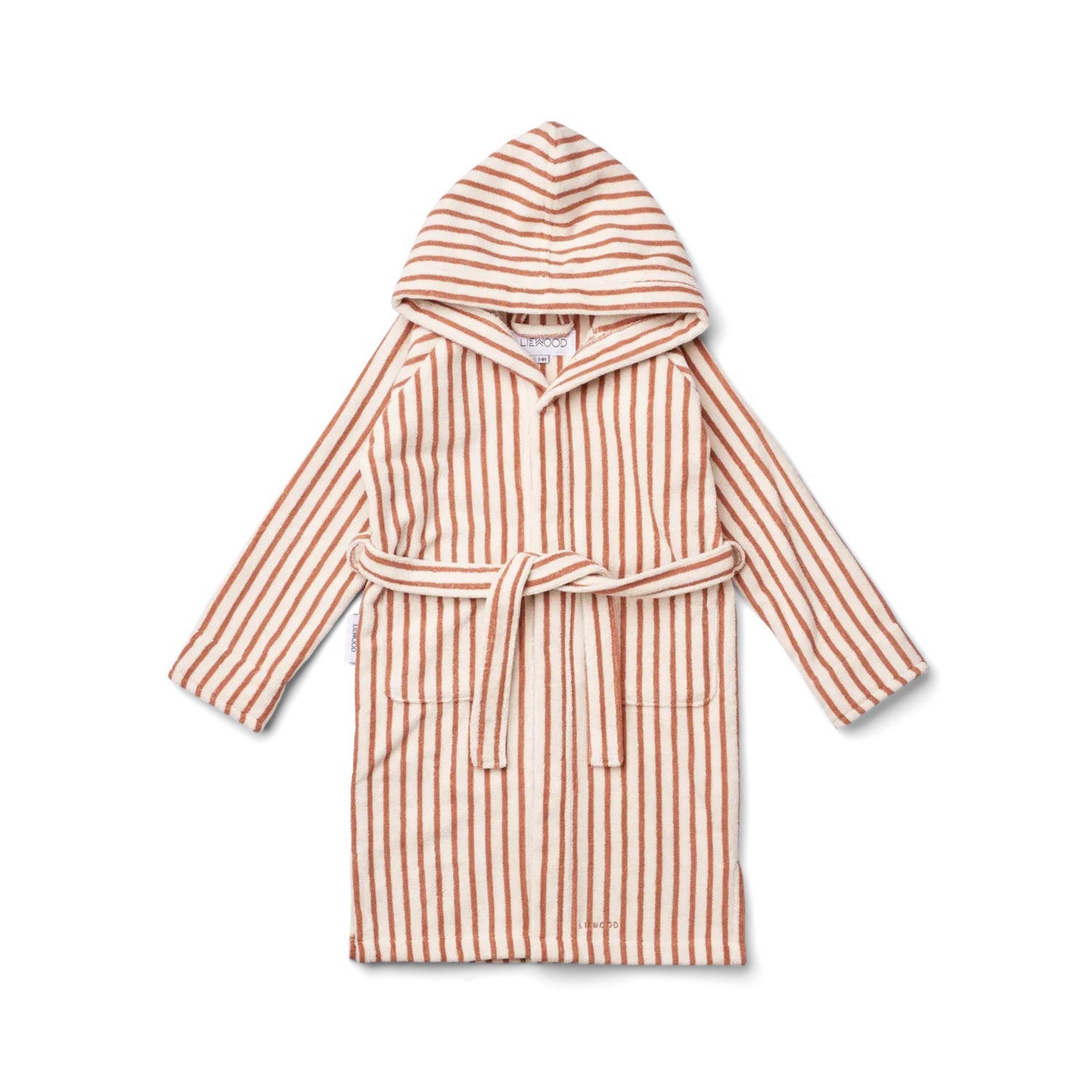 Leo Bathrobe in tuscany rose/creme de la creme striped