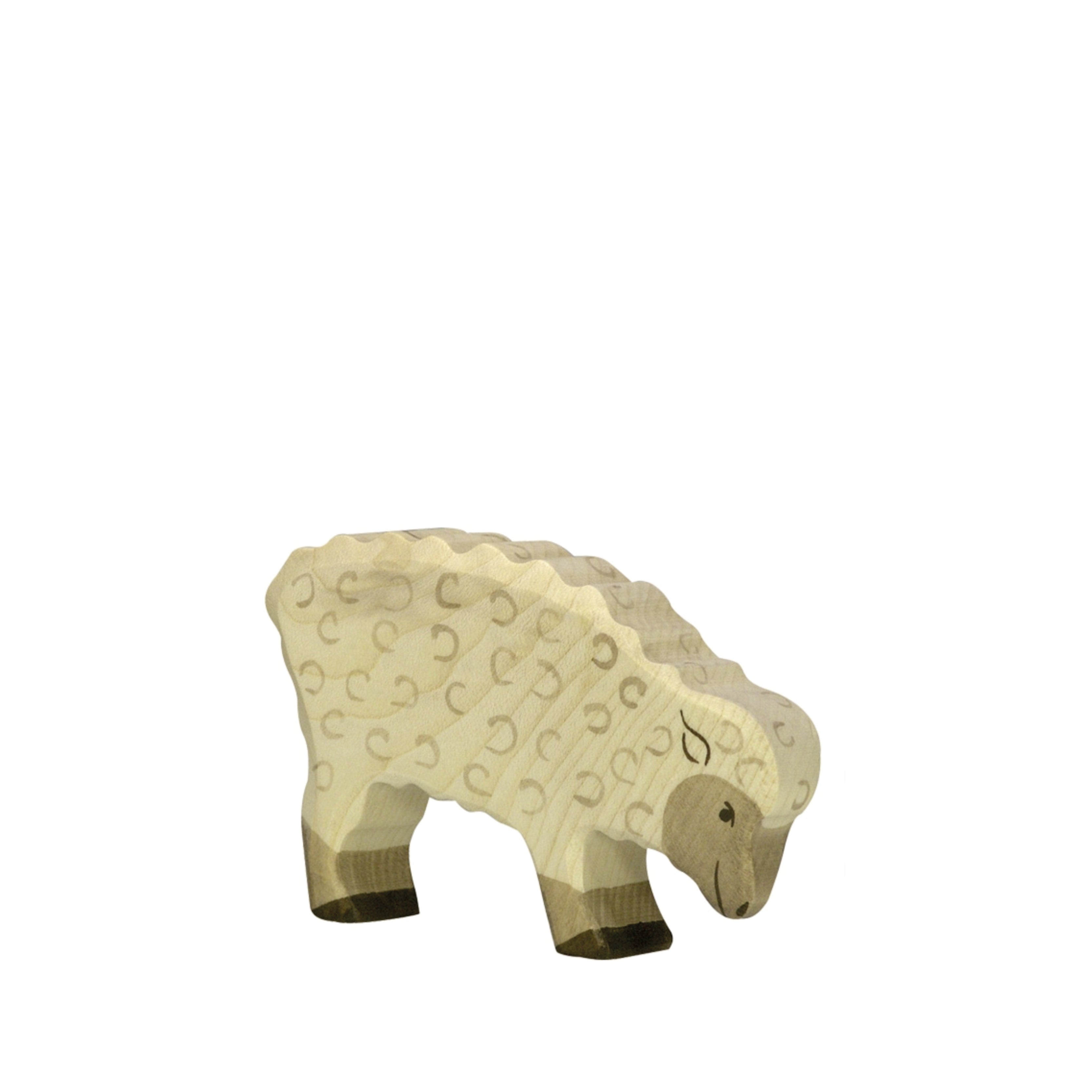 Wooden figure, eating sheep