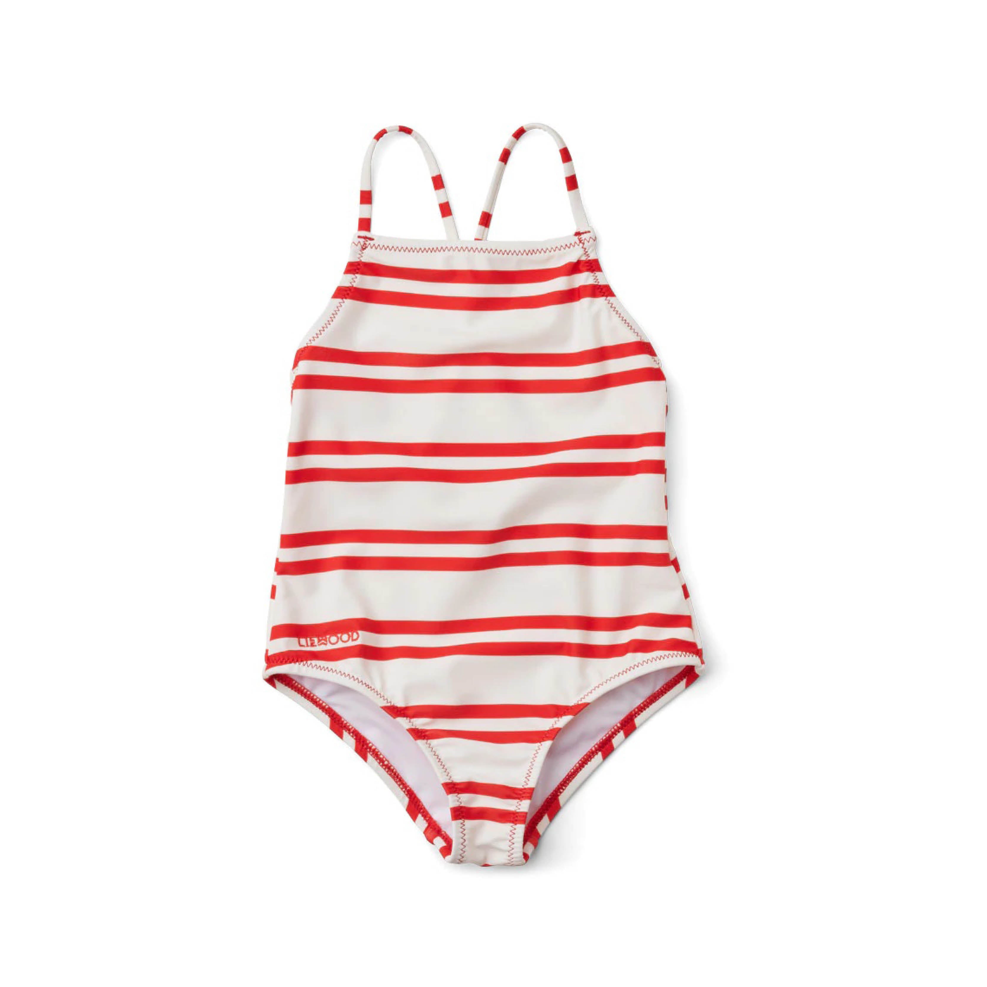 Swimsuit with stripes in red/white