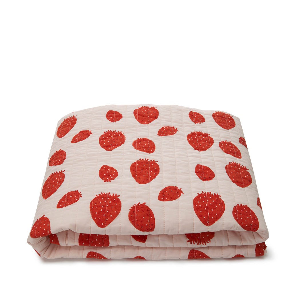 Tagesdecke Spieldecke Krabbeldecke Picknickdecke Decke in pink strawberry für die ganze Familie - Holi and Love - kinder und konsorten düsseldorf