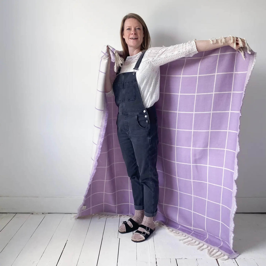 Merino wool throw blanket, Stille Lilac