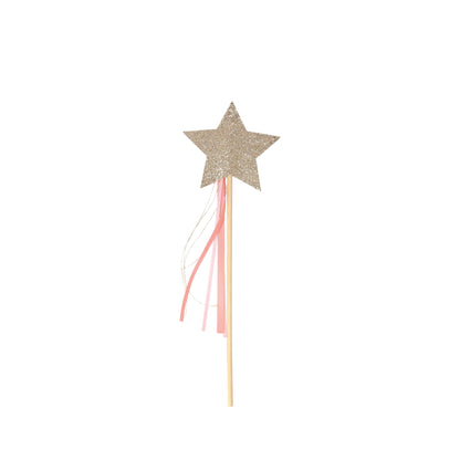 Set of 8, Glitter Star Wands with ribbons