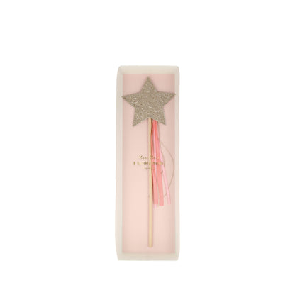 Set of 8, Glitter Star Wands with ribbons