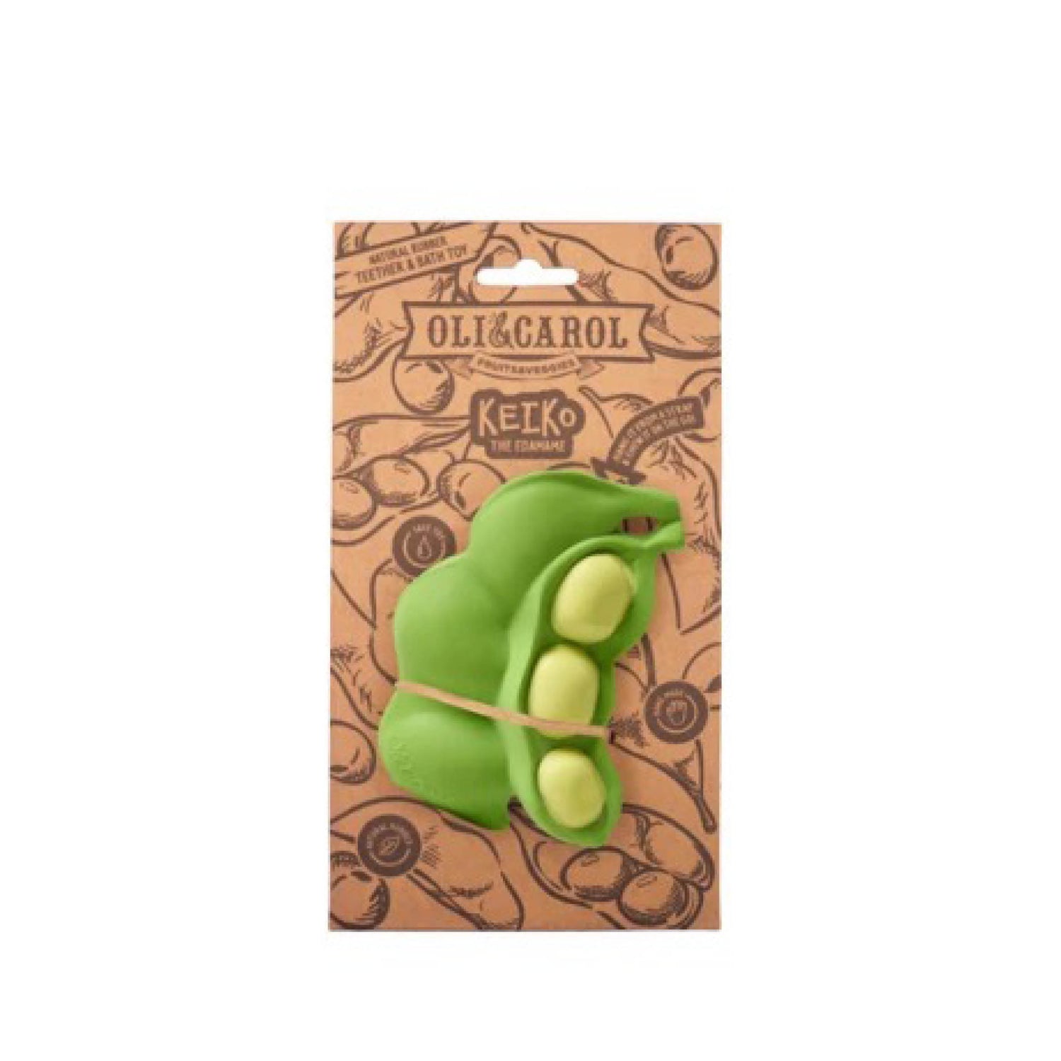 Baby Beißring Teether Keiko die Edamame aus Naturkautschuk und von Hand bemalt mit speiseechten Farben - 100% natürlich von Oli und Carol bei kinder und konsorten Düsseldorf