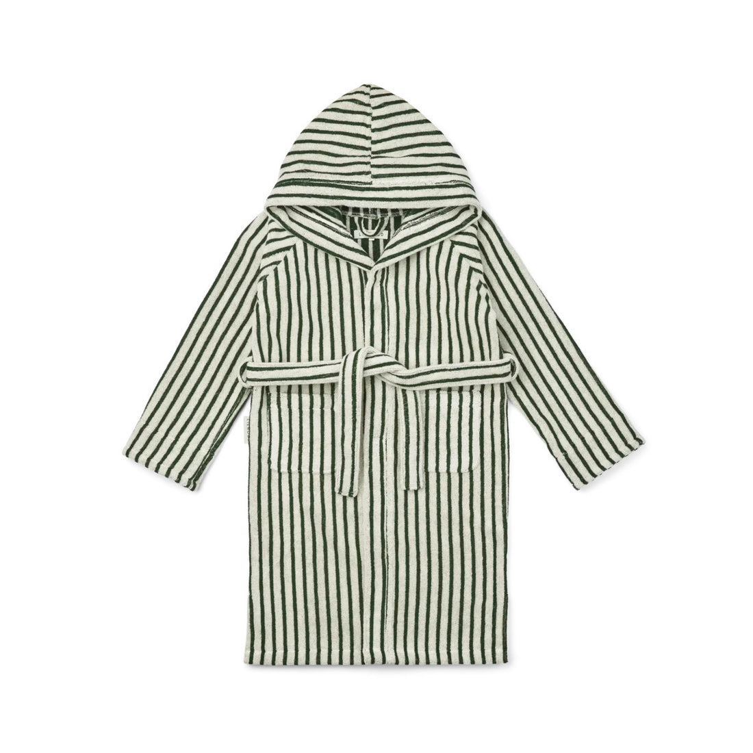 Bademantel Leo in garden green/creme de la creme gestreift