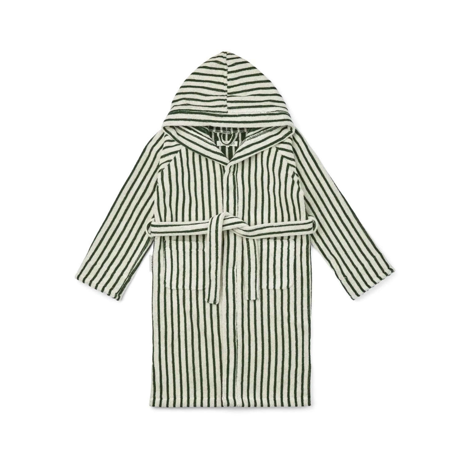 Leo Bathrobe in garden green/creme de la creme striped