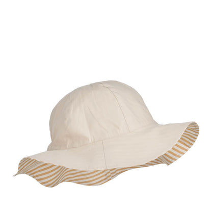 Reversible Sun hat Amelia in yellow mellow/creme de la creme striped