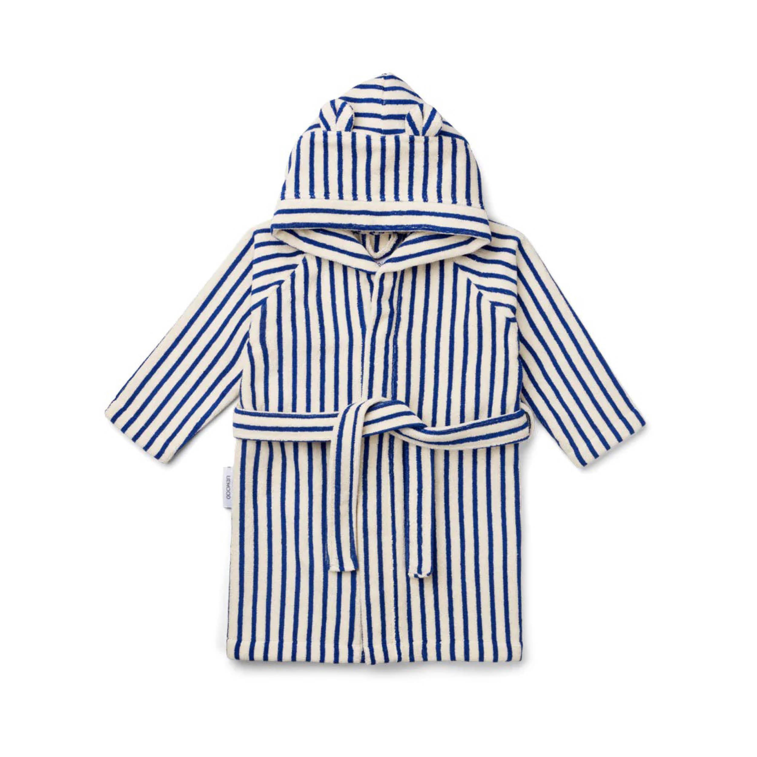 Rollo Bathrobe in surf blue/creme de la creme