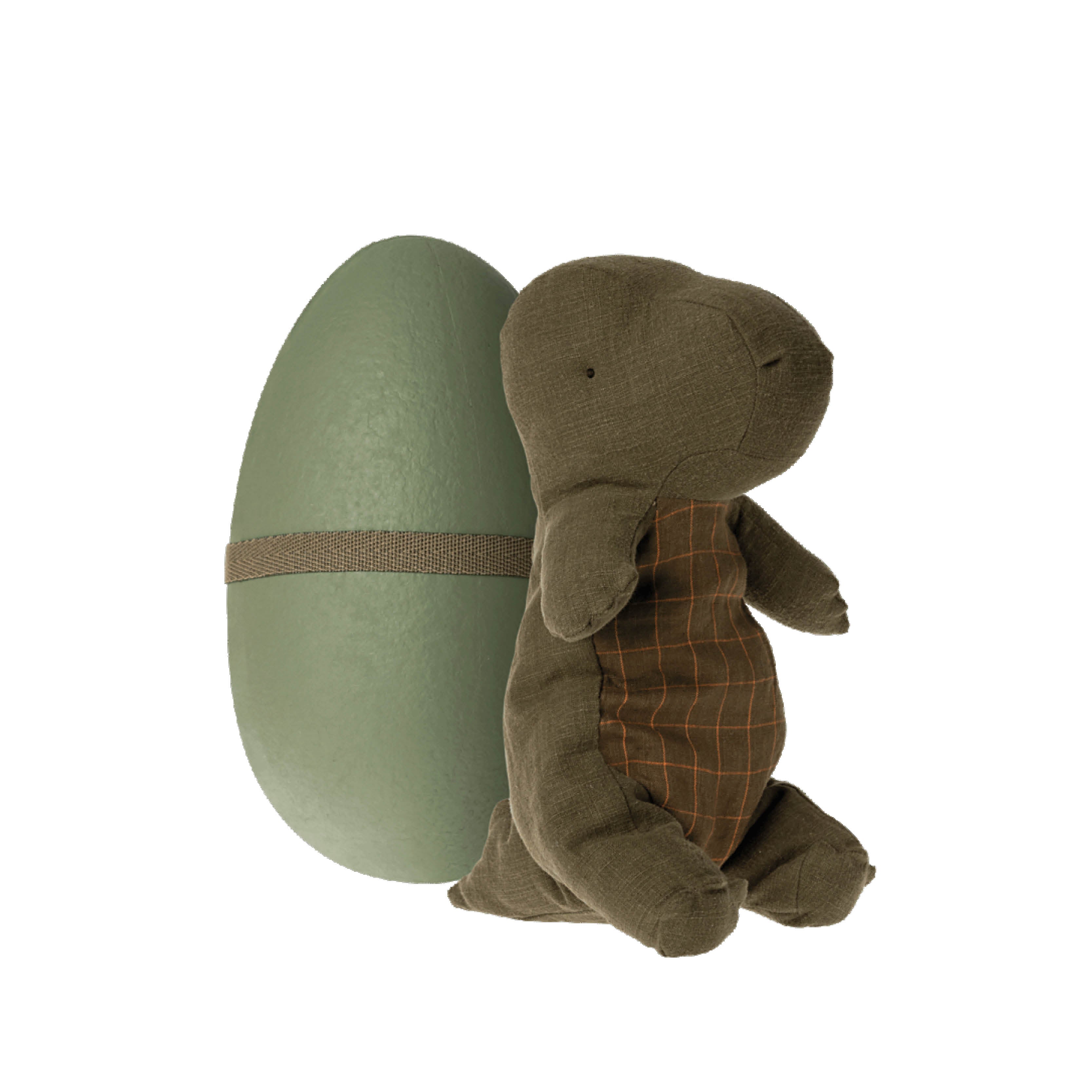 Cuddly toy, Gantosaurus in an egg in forest green