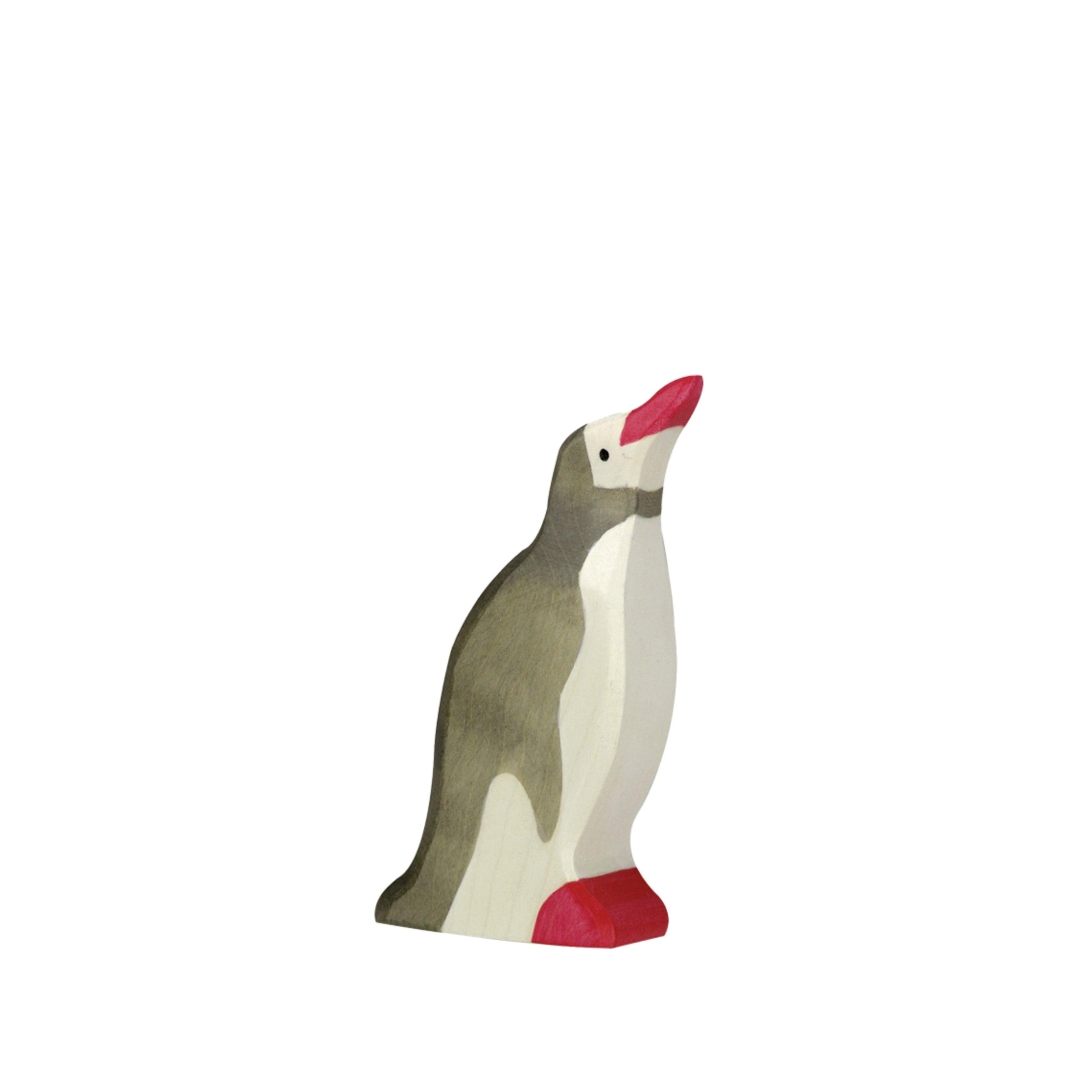 Wooden figure, head up penguin