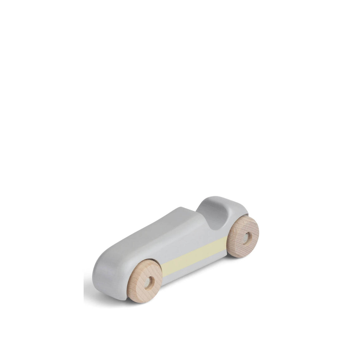 Wooden racing car in warm grey