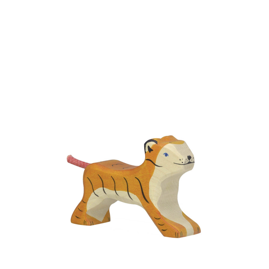 Wooden Figure, running Tiger Baby