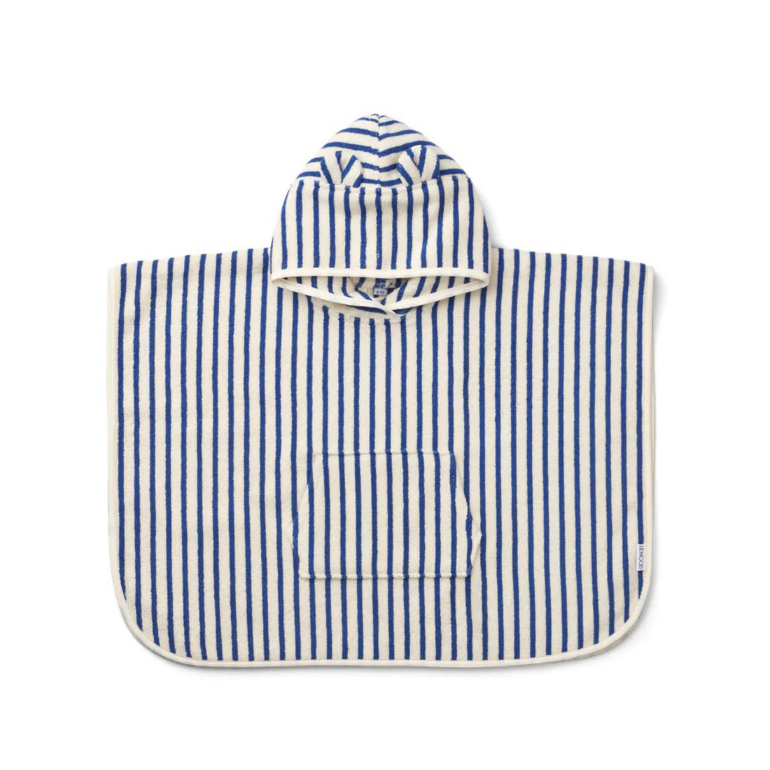 Izzy hooded poncho in stripe surf blue/creme de la creme