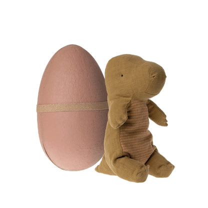 Cuddly toy, Gantosaurus in an egg in dark ocher