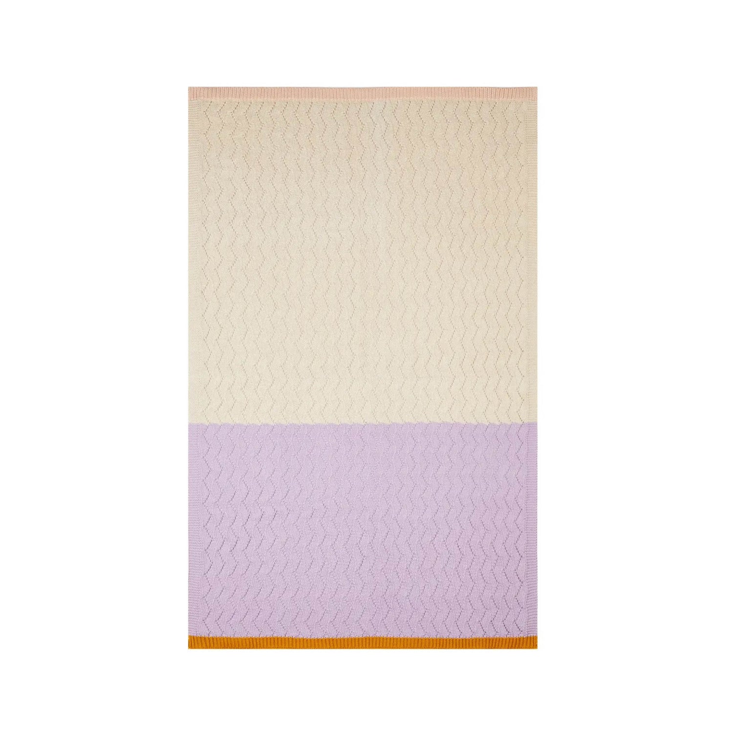 Cotton knit baby blanket in lilac/cream