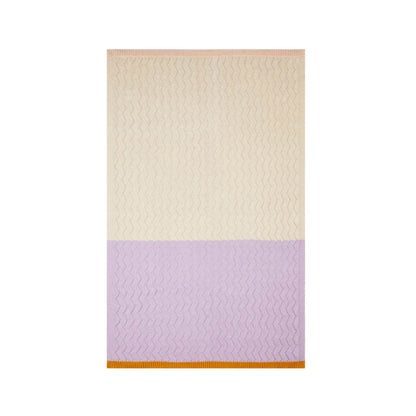 Cotton knit baby blanket in lilac/cream