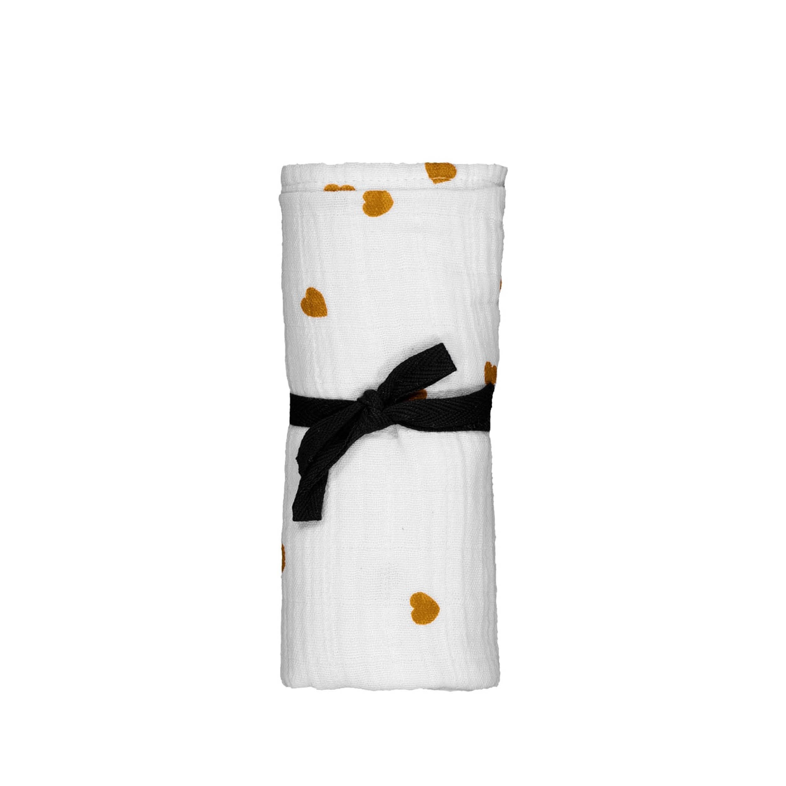 Muslin Swaddle Bianca in heart mustard