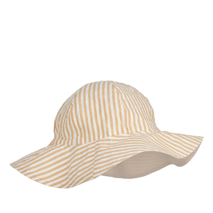 Reversible Sun hat Amelia in yellow mellow/creme de la creme striped