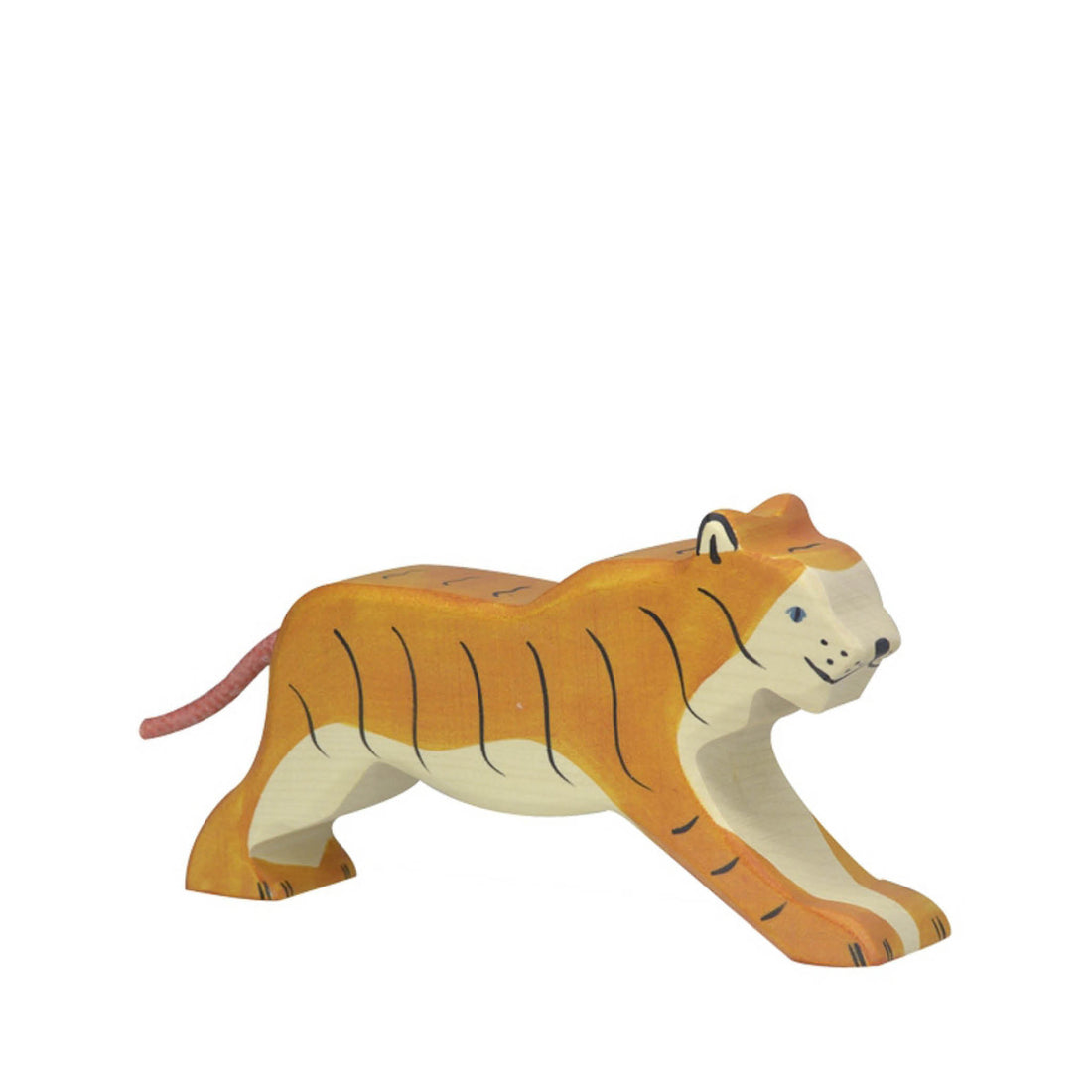 Wooden figure, running tiger