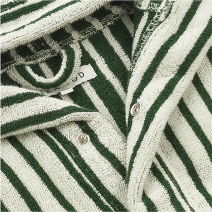 Leo Bathrobe in garden green/creme de la creme striped