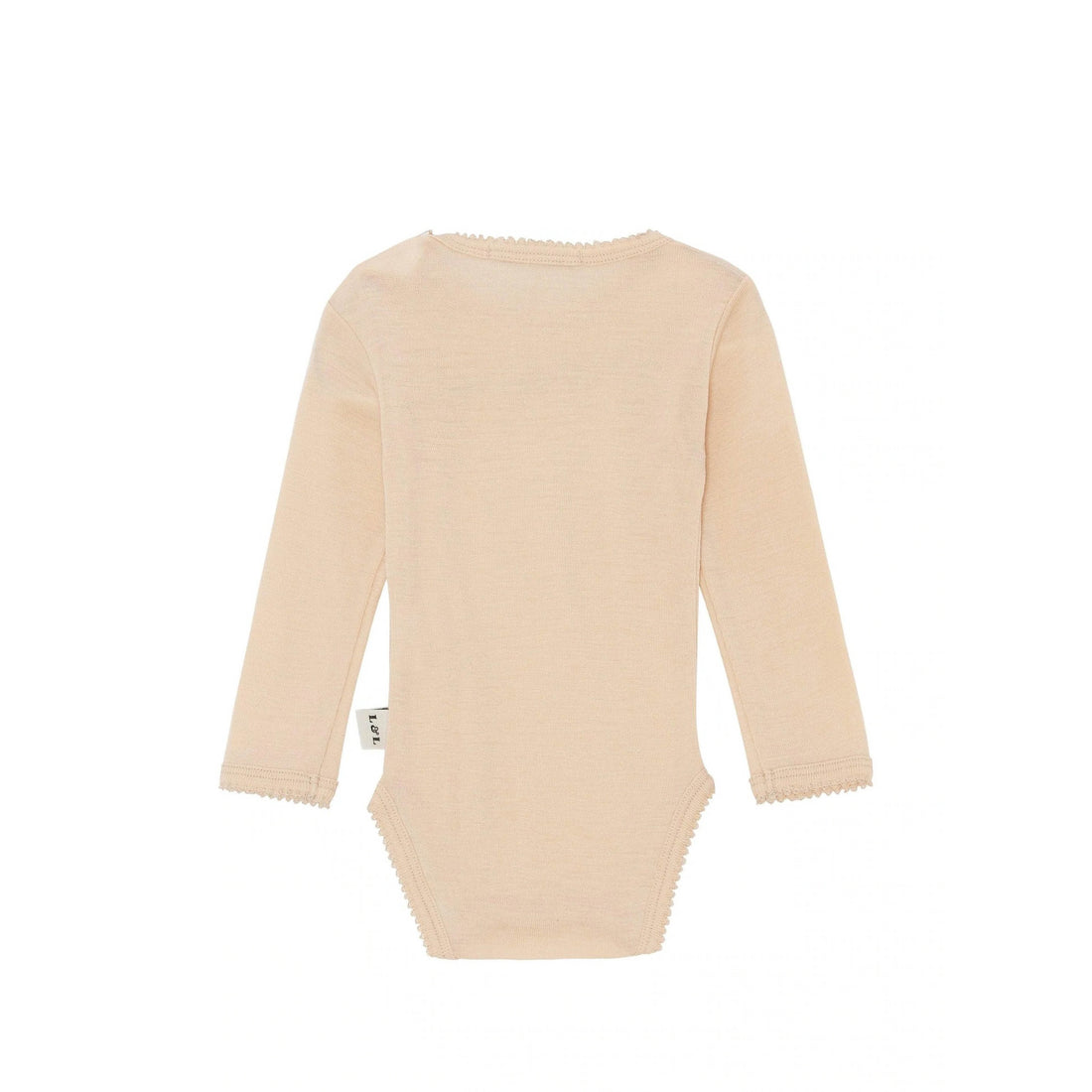 Baby body made of merino wool, long-sleeved in almond