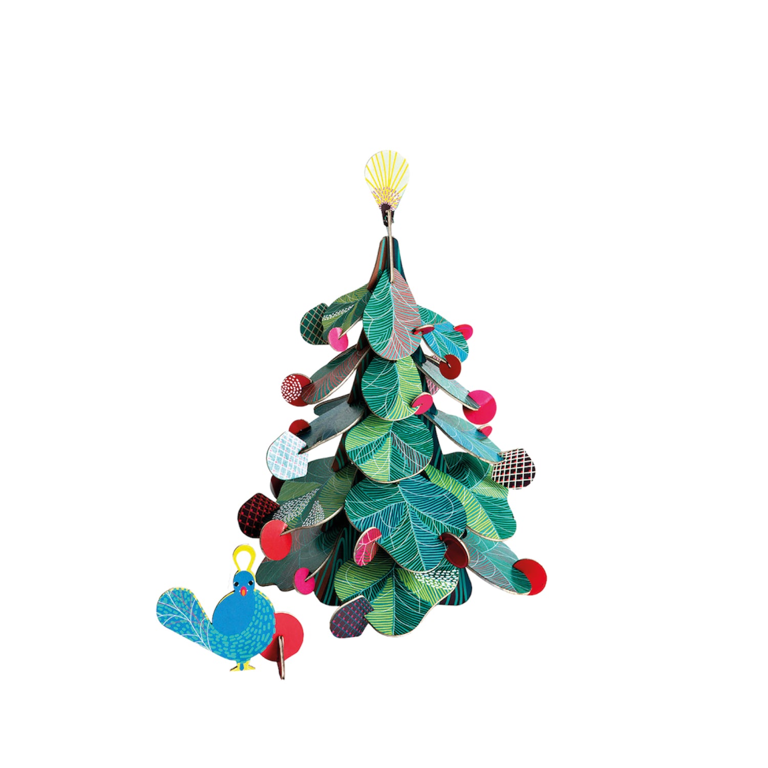 Kleiner Weihnachtsbaum mit Pfau 3D-Puzzle