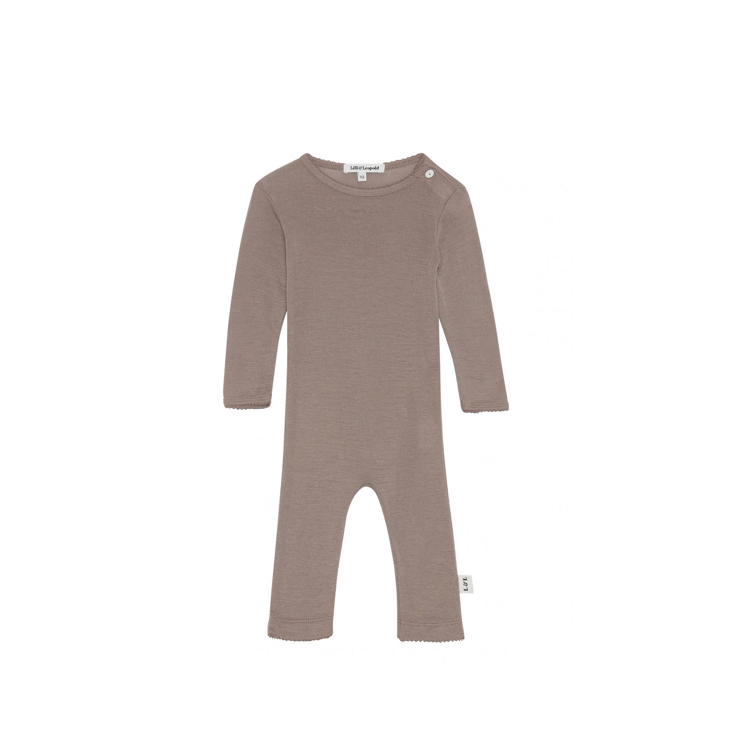 Baby onesie made of merino wool in nutmeg