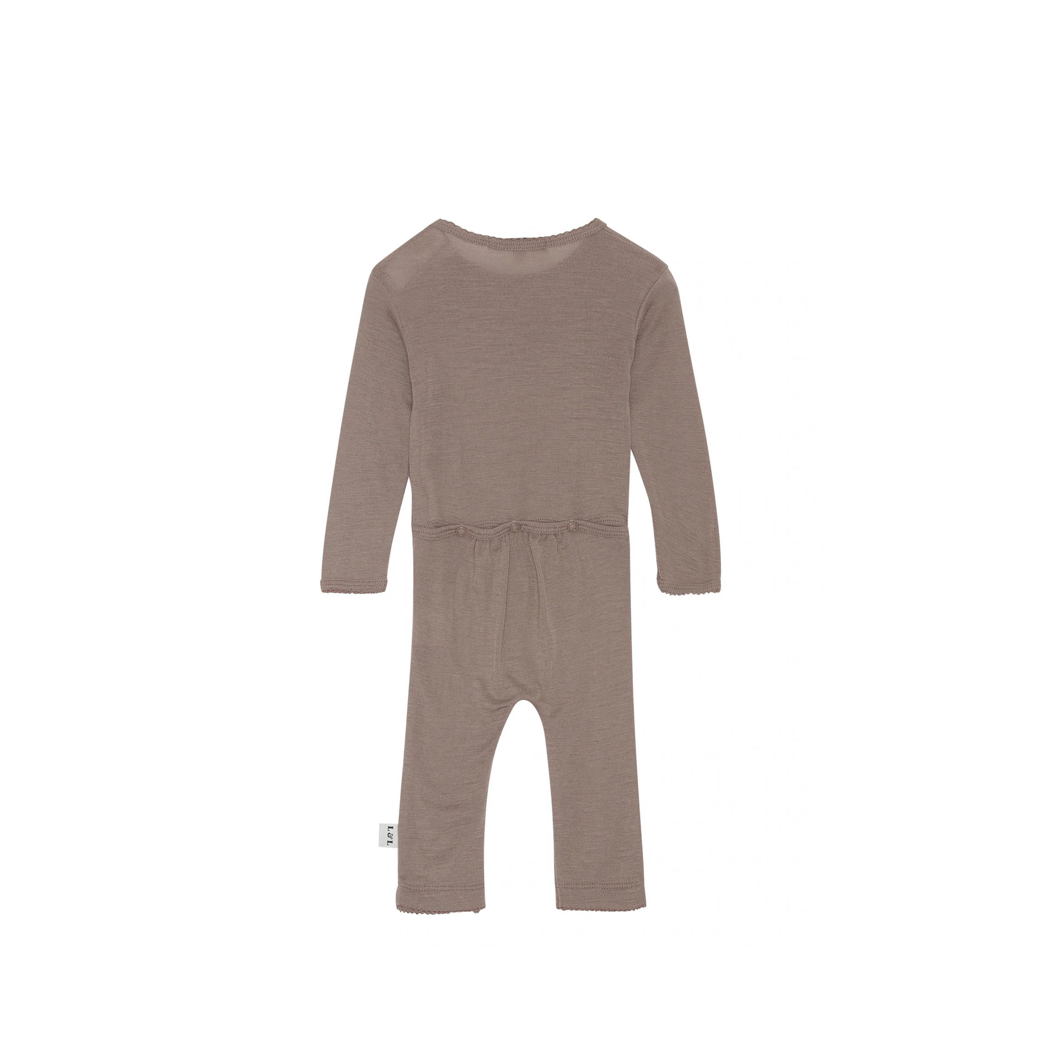 Baby onesie made of merino wool in nutmeg