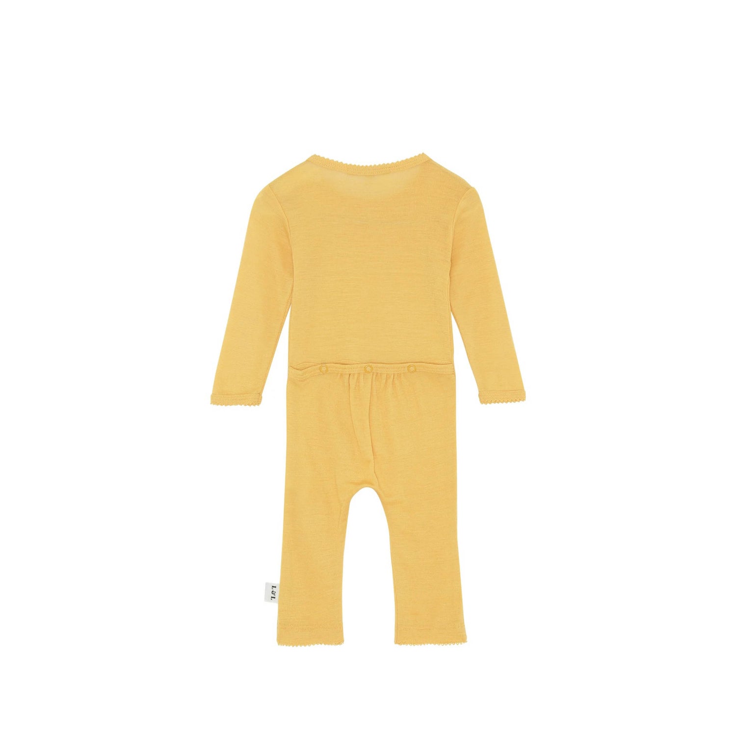 Baby onesie made of merino wool in ocher