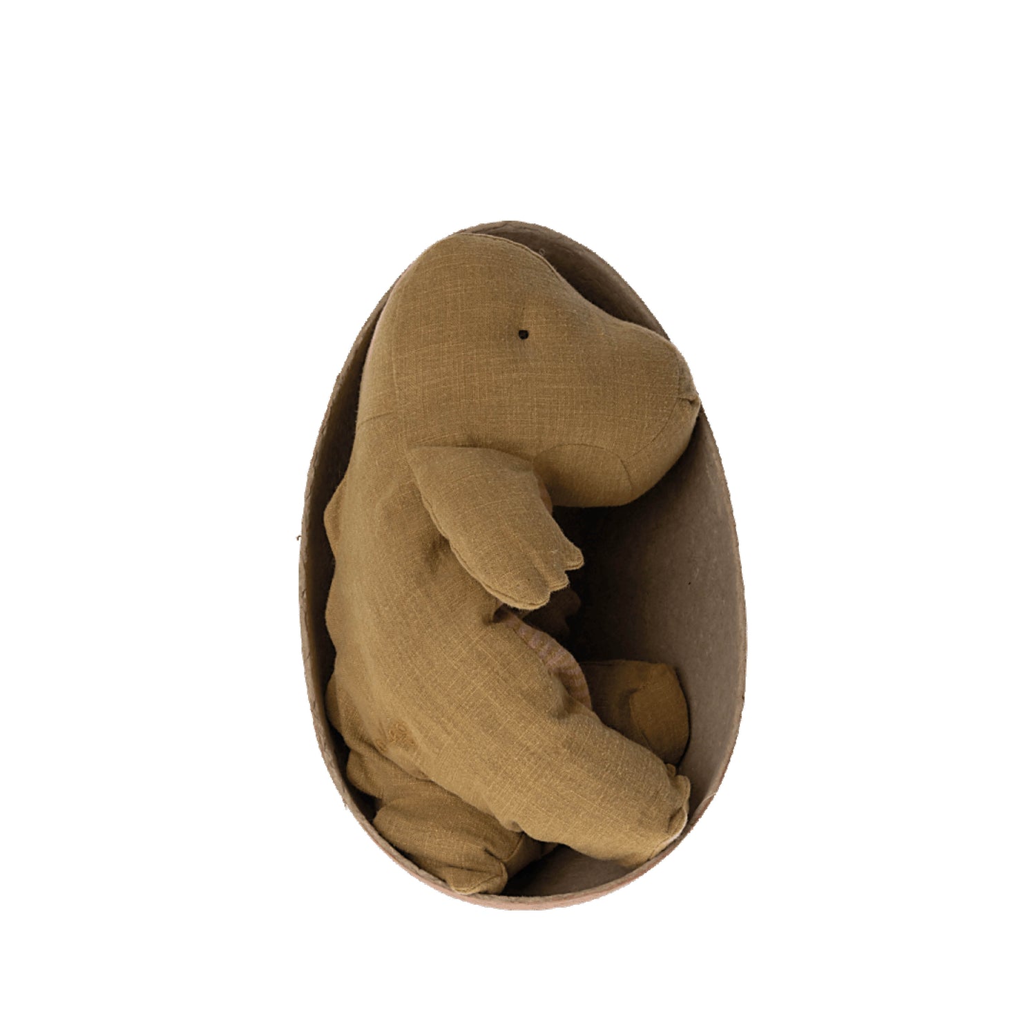 Cuddly toy, Gantosaurus in an egg in dark ocher