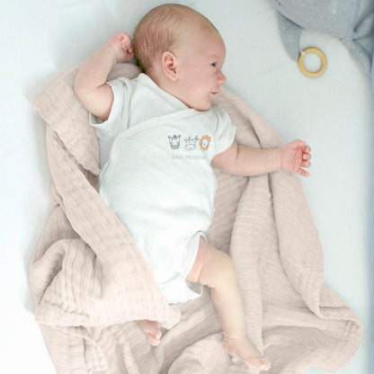 4 in 1 baby muslin blanket in natural white