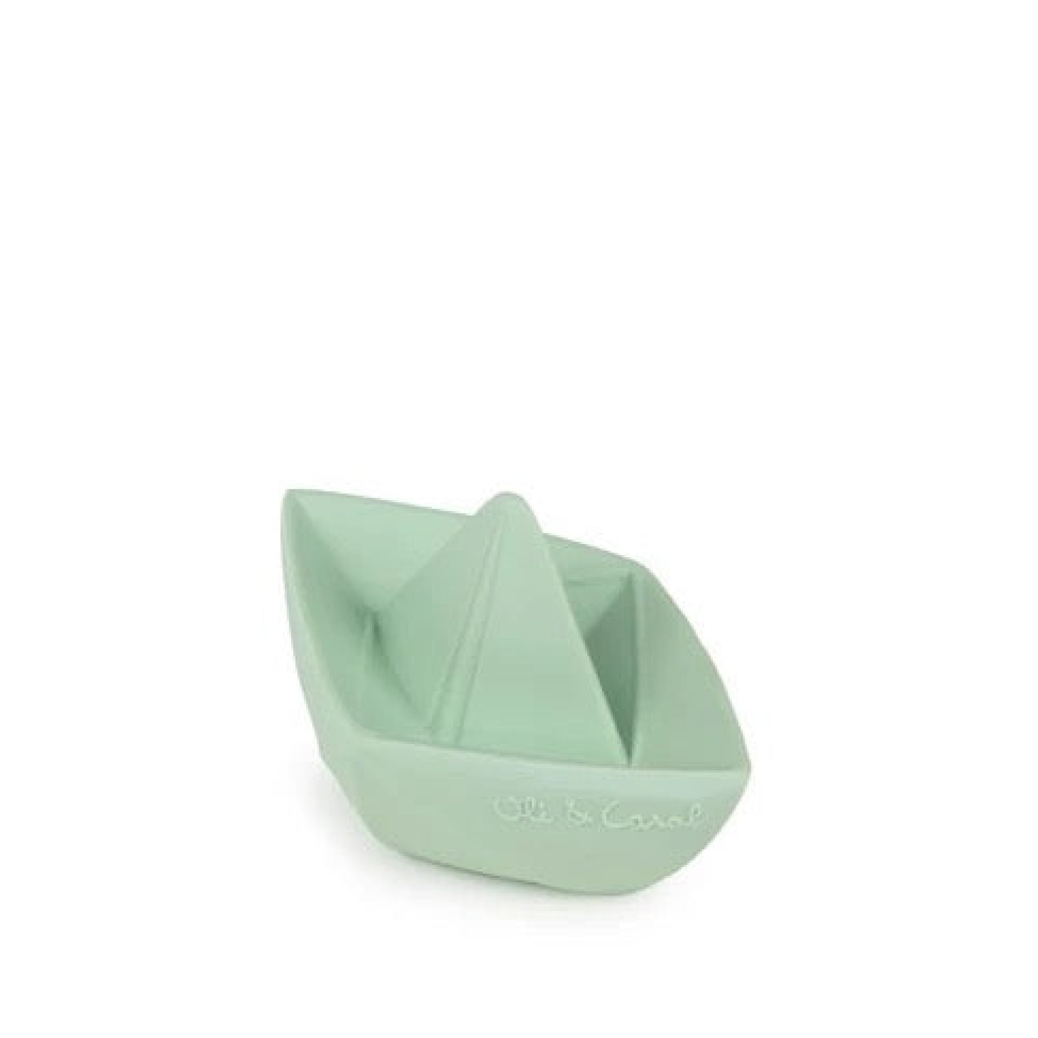 Baby Beißring Teether Oli & Carol Origami Boot in mint aus Naturkautschuk und von Hand bemalt mit speiseechten Farben - 100% natürlich von Oli und Carol bei kinder und konsorten Düsseldorf