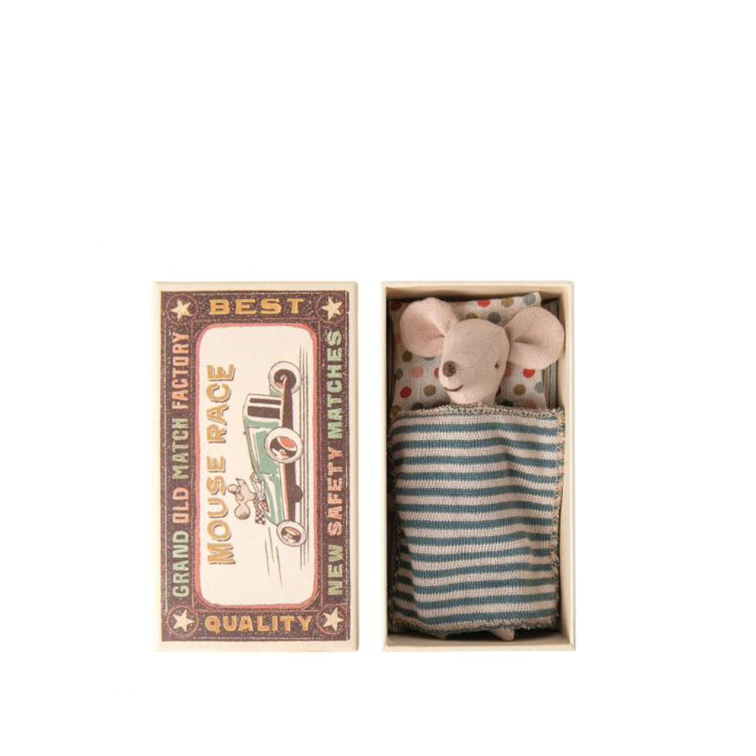 Big brother mouse in matchbox, blue checkered