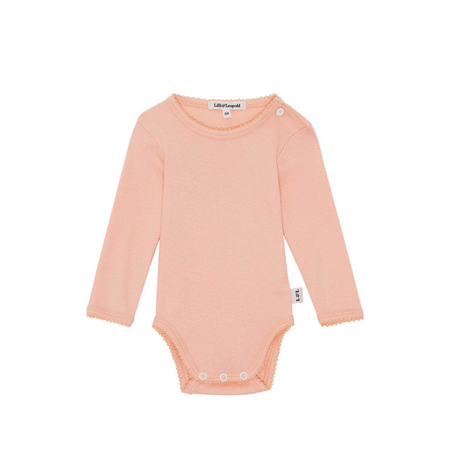 Baby body made of organic cotton, long-sleeved in rose