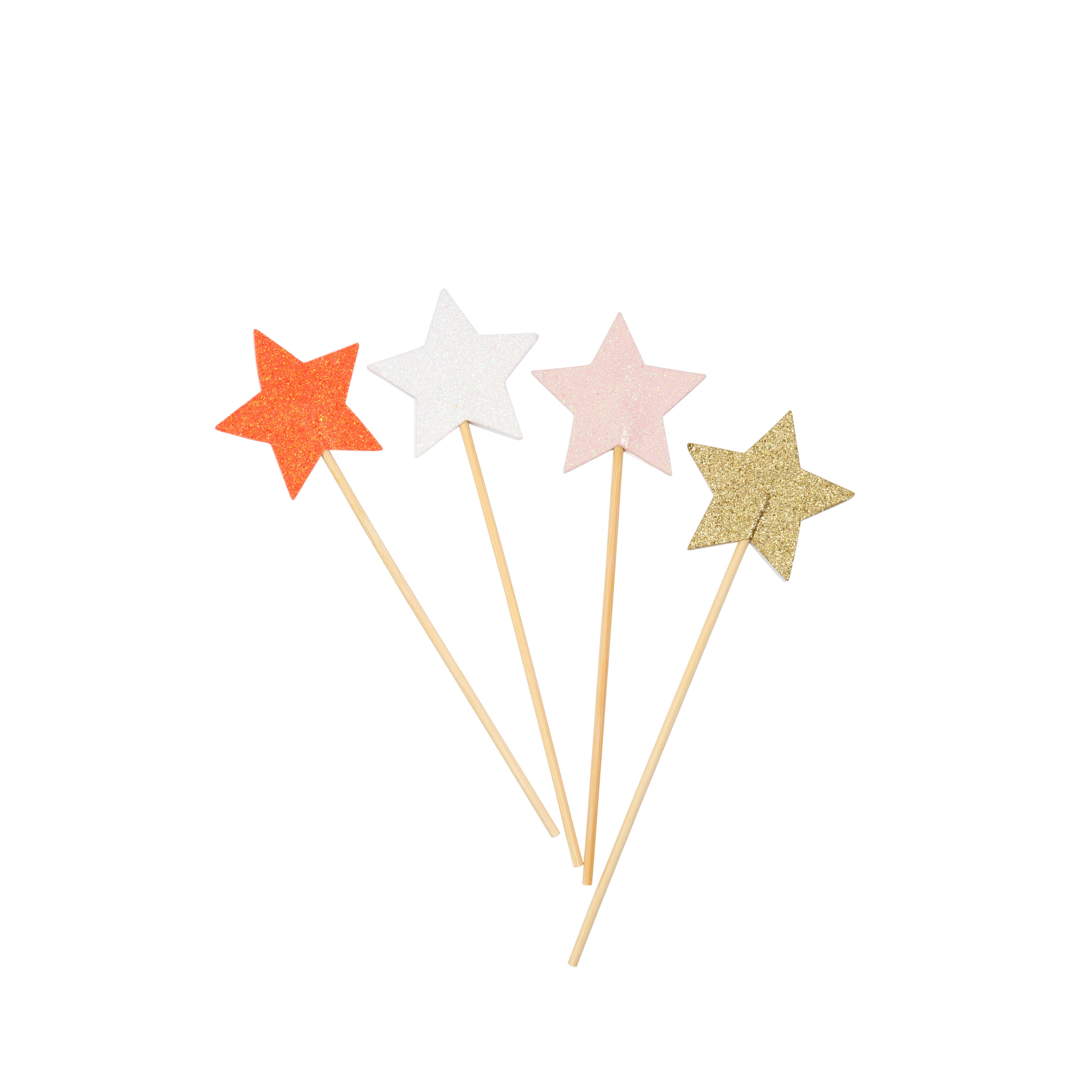 Set of 8, Glitter Star Wands