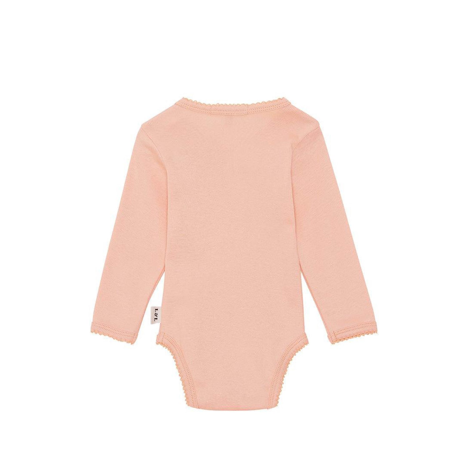 Baby body made of organic cotton, long-sleeved in rose