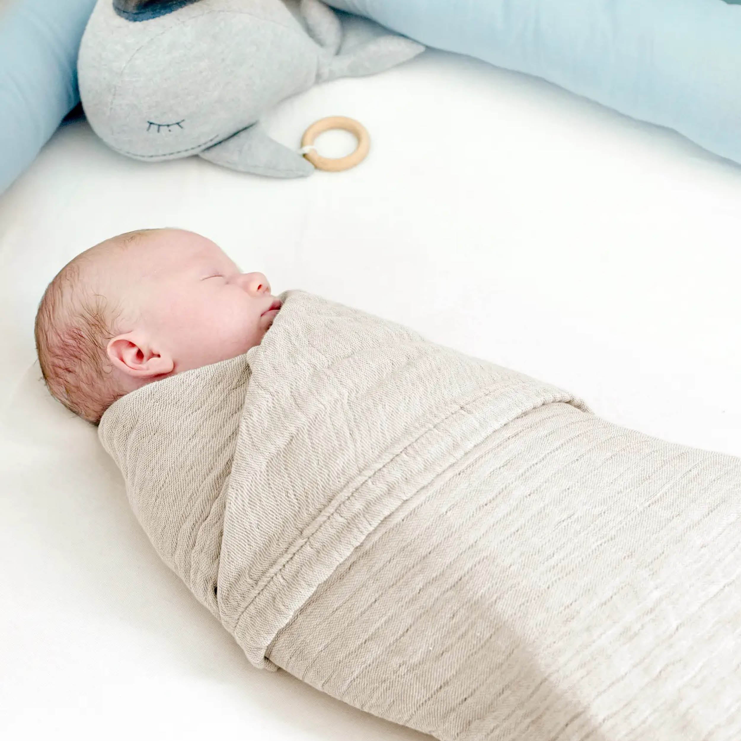 4 in 1 baby muslin blanket in natural white