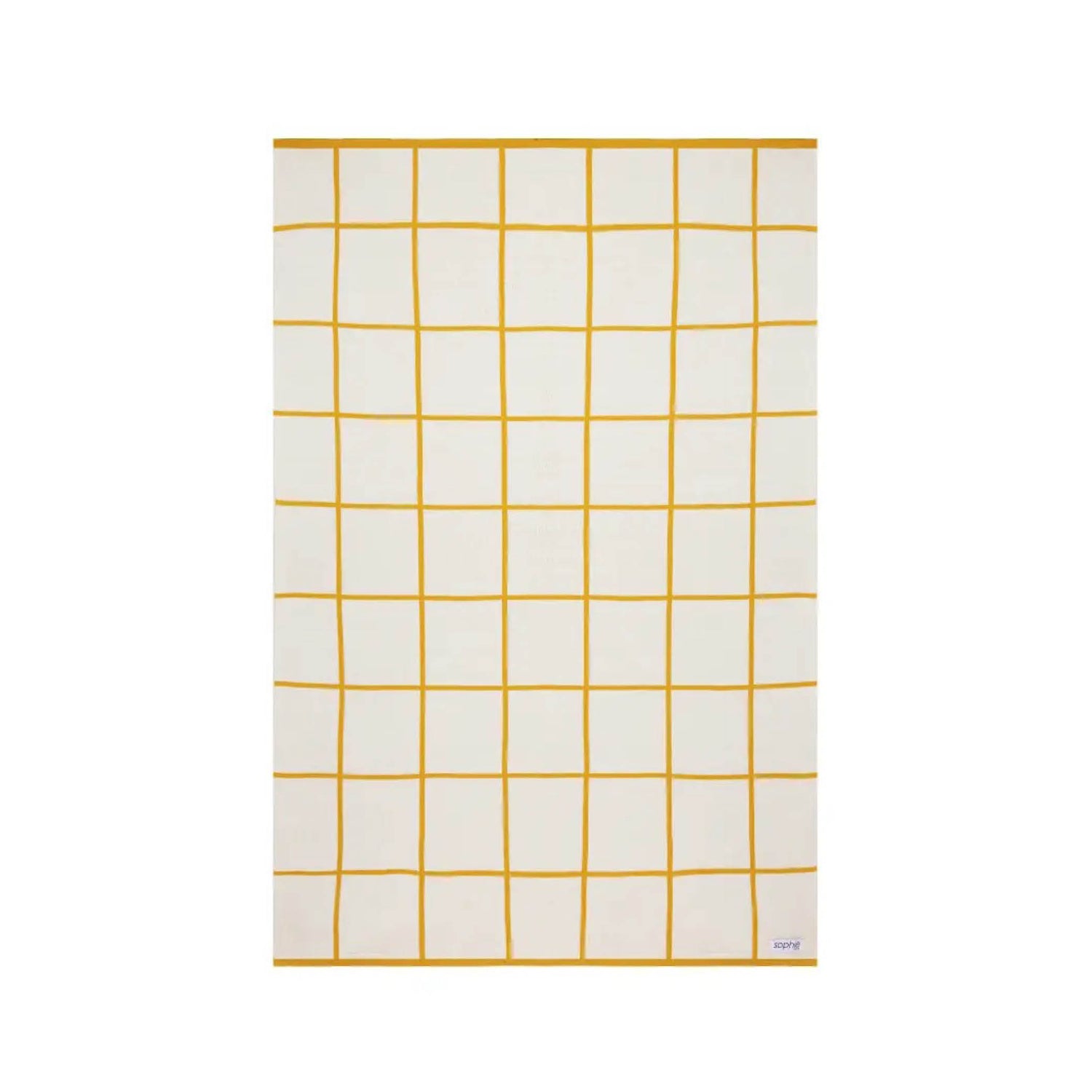 Cotton knit baby blanket, yellow grid