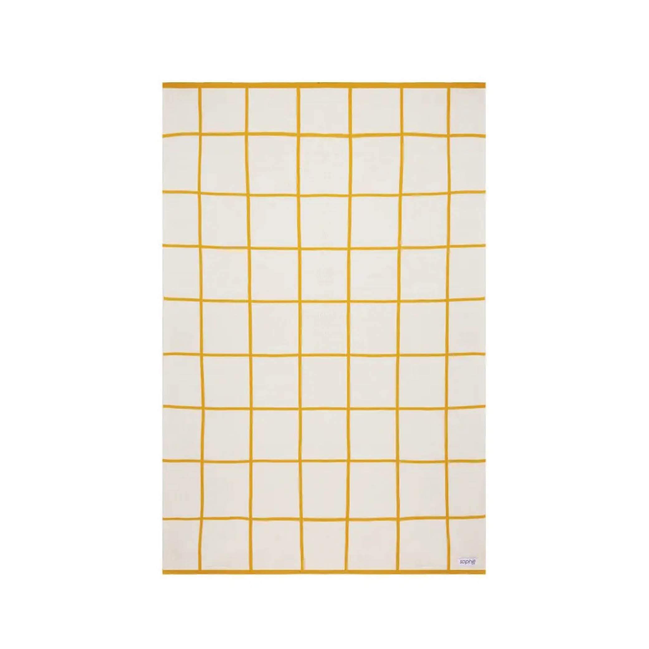 Cotton knit baby blanket, yellow grid