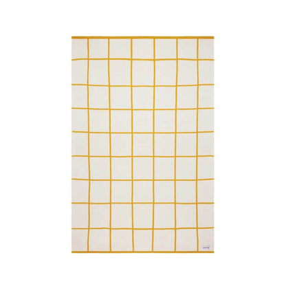 Cotton knit baby blanket, yellow grid