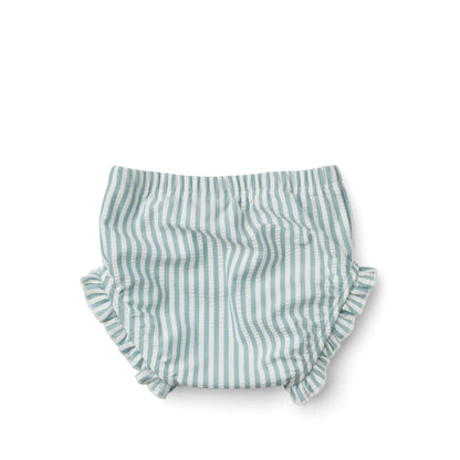 Mila baby swimming trunks in stripe sea blue/white