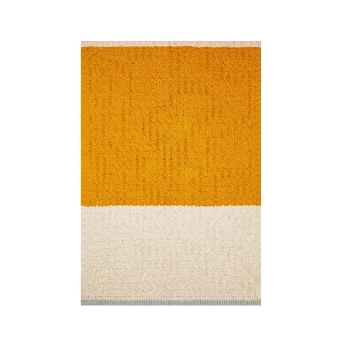 Knitted Baby Blanket in citrus/cream