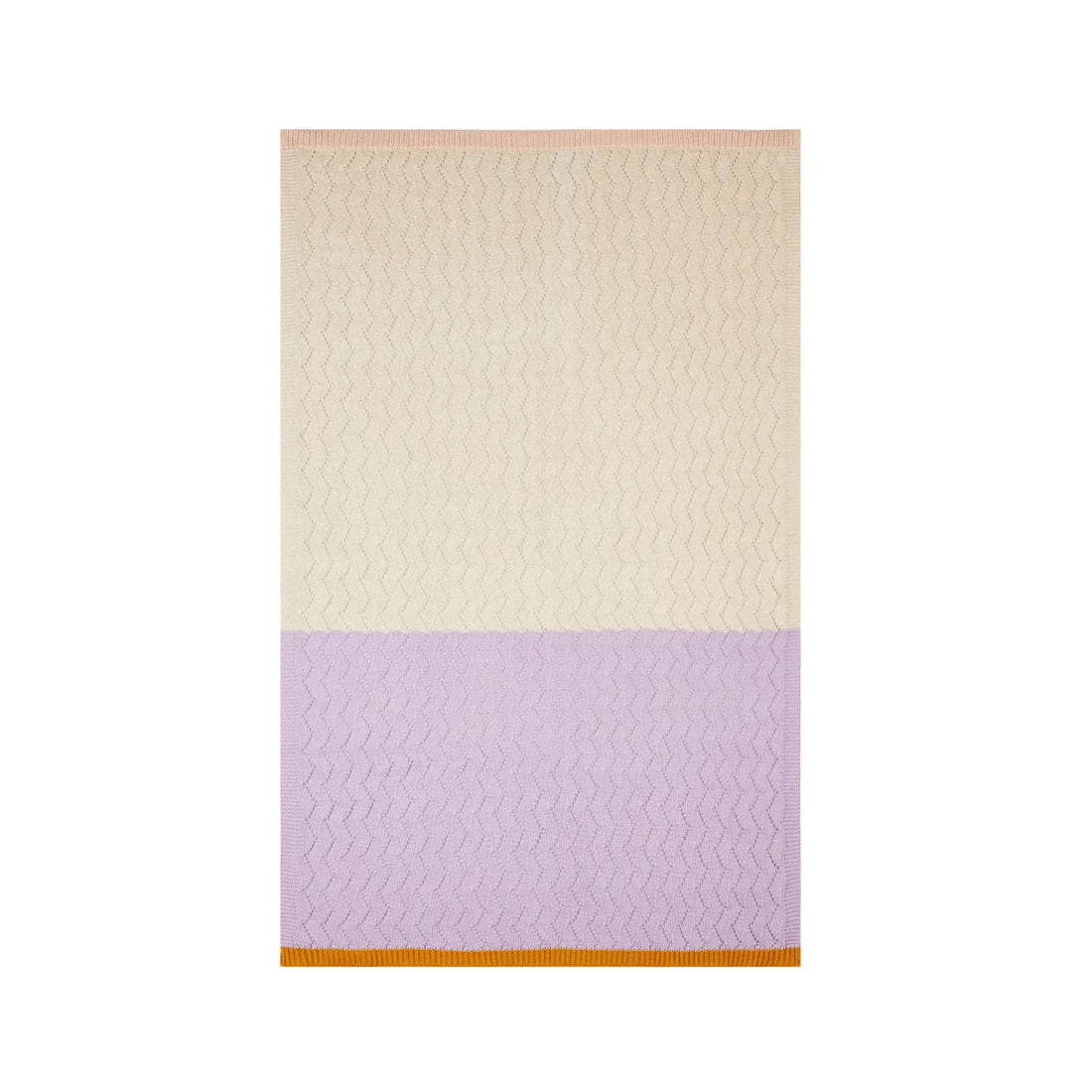 Knitted Baby Blanket in lilac/cream