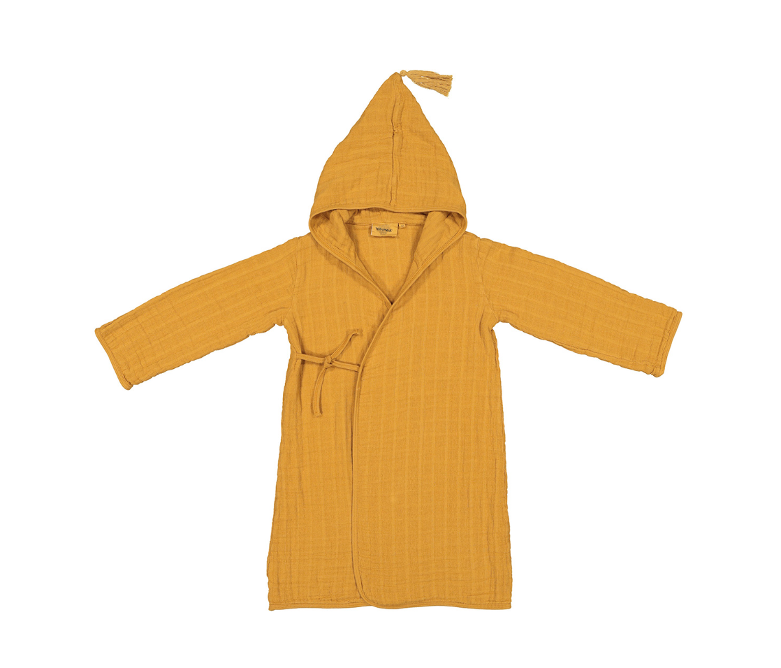 Bathrobe with Pompom in mustard